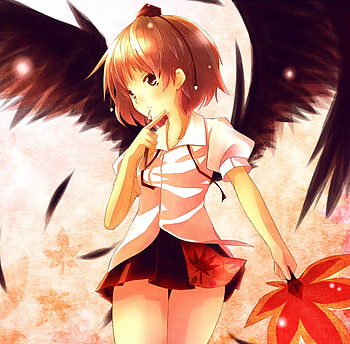 Anime girl, wings, girl, anime, hat HD wallpaper