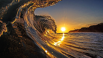 Waves at Sunset, waves, nature, Sunset, water HD wallpaper