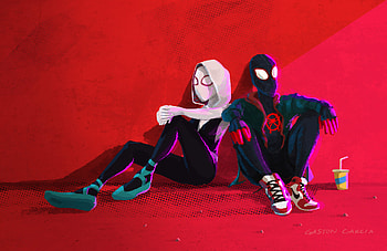Gwen And Miles Chillin, gwen-stacy, spiderman, superheroes, artwork, artstation, digital-art HD wallpaper