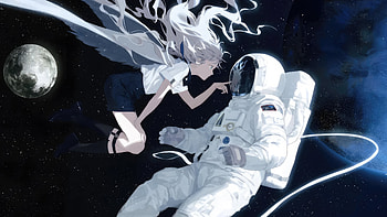 Anime Angel Girl In Space, anime-girl, anime, angel, artist, artwork, digital-art HD wallpaper