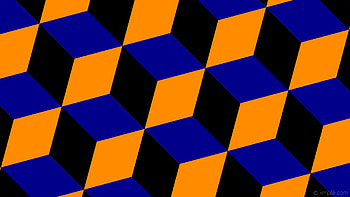 3d cubes blue orange black dark orange dark blue HD wallpaper