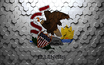 Flag of Illinois, honeycomb art, Illinois hexagons flag, Illinois, 3d hexagons art, Illinois flag HD wallpaper