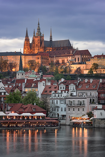 Prague Castle, Evening ambiance, Prague Czech Republic, Anshar HD phone wallpaper