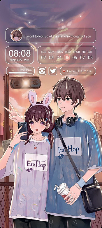 Anime boy and girl, music, , musique, tele, fille HD phone wallpaper