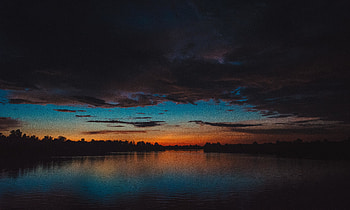 Lake, clouds, sunset, dark HD wallpaper