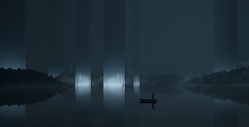 Art, Silhouette, Boat, Fisherman, Fishing HD wallpaper