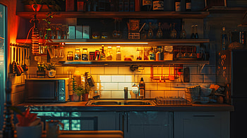Cosy Kitchen Glow, room, interior, kitchen HD wallpaper