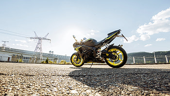 Yellow Black Yamaha Bike Blue Sky Background R6 Bike HD wallpaper