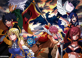 Fairy Tail, Anime, Charles (Fairy Tail), Elfman Strauss, Erza Scarlet, Gray Fullbuster, Happy (Fairy Tail), Lucy Heartfilia, Natsu Dragneel, Wendy Marvell HD wallpaper