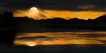 Mountains, Night, Moon, Dark, Full Moon HD wallpaper