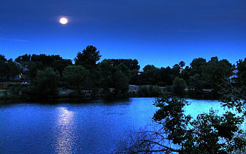 Full moon blue, blue, full, moon HD wallpaper
