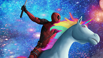 Deadpool On Unicorn, deadpool, unicorn, superheroes, colorful HD wallpaper