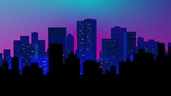 City Buildings Vector Pink Blue Sky Background Minimalism Minimalism HD wallpaper
