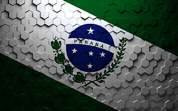 Flag of Parana, honeycomb art, Parana hexagons flag, Parana, 3d hexagons art, Parana flag HD wallpaper