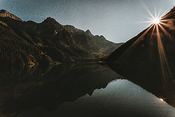 Sunrise Reflection Mountains , mountains, reflection, nature, sunrise HD wallpaper