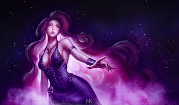 Maria, pink, art, girl, nk, n k, njart, nkart, purple, fantasy HD wallpaper