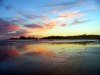 Long Beach, Vancouver Island, BC, sea, island, longbeach, reflection, nature, sunset, ocean, beach HD wallpaper