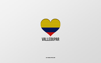 I Love Valledupar, Colombian cities, Day of Valledupar, gray background, Valledupar, Colombia, Colombian flag heart, favorite cities, Love Valledupar HD wallpaper
