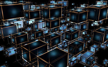 Cubes, structure, tangled, yellow edges HD wallpaper