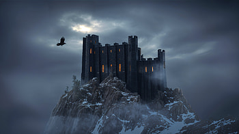 castle, mountain, snow, raven, Snowy Mountain HD wallpaper