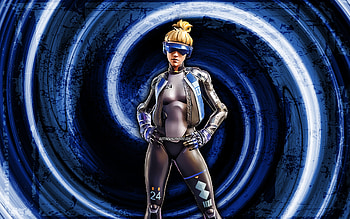 Neo Versa, blue grunge background, Fortnite, vortex, Fortnite characters, Neo Versa Skin, Fortnite Battle Royale, Neo Versa Fortnite HD wallpaper
