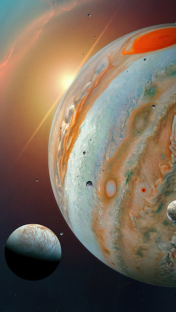 Jupiter and its moons, Ultra HD phone wallpaper