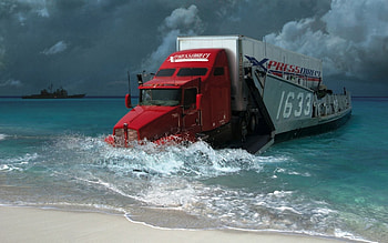 Transport, Fantasy, Sea, Trucks HD wallpaper