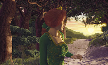 Fiona (Shrek), Vivid backgrounds, Fairytale magic, Animated love HD wallpaper