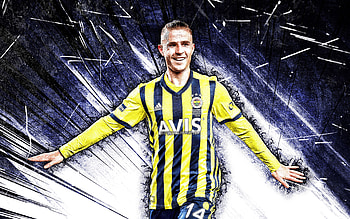 Dimitrios Pelkas, grunge art, Fenerbahce SK, Turkish Super Lig, greek footballers, soccer, Dimitris Pelkas, blue abstract rays, Fenerbahce FC, Dimitris Pelkas Fenerbahce, Dimitris Pelkas HD wallpaper