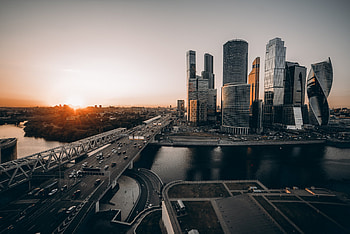 Building, Sunrise, Russia, Moscow, Highway, , Cityscape, Skyscraper, Cities HD wallpaper