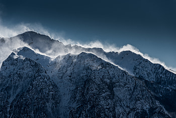 Clouds Over Snow Mountain Range Cliff, mountains, nature, clouds, snow HD wallpaper
