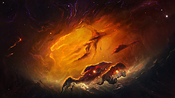 Space Galaxy Stars , space, galaxy, stars, orange, artist, artwork, art, digital-art, digital-universe HD wallpaper