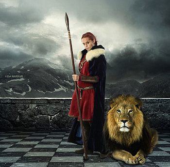 Lion Heart, lady, abstract, fantasy, lionheart HD wallpaper