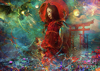 :), art, mgl, fantasy, red, mglart, girl, meiklejohn, kimono, asian, parasol HD wallpaper