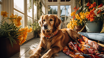 Golden Retriever Relaxing in Sunny Room, dog, Animal, golden retriever HD wallpaper
