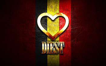 I Love Diest, belgian cities, golden inscription, Day of Diest, Belgium, golden heart, Diest with flag, Diest, Cities of Belgium, favorite cities, Love Diest HD wallpaper