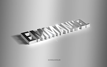 Emmanuel, silver 3d art, gray background, with names, Emmanuel name, Emmanuel greeting card, 3d art, with Emmanuel name HD wallpaper