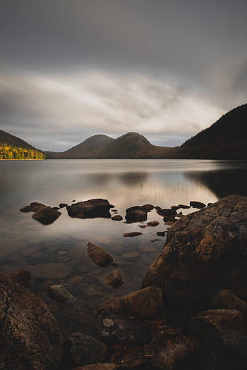 Landscape, Nature, Water, Stones, Mountains, Rocks, Lake HD phone wallpaper