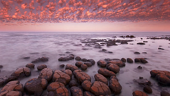 magnificent clouds over bread loafs coastal rocks, mist, sea, shore, clouds, rocks HD wallpaper
