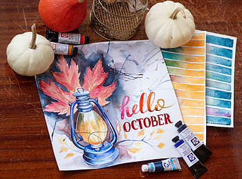 Autumn, Pumpkin, Words, Inscription, Paints HD wallpaper
