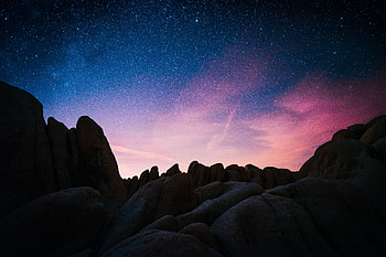 Dusk Red Blue Stars Sky Night Rocks , rocks, stars, night, sky, nature HD wallpaper