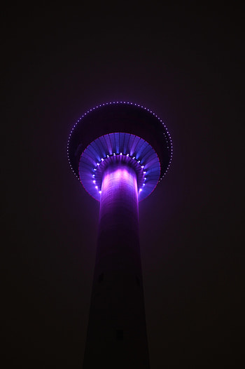 Architecture, Violet, Building, Dark, Backlight, Illumination, Purple, Tower HD phone wallpaper