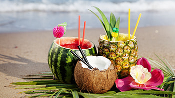 Tropical drinks, U TV , Beach, Refreshing HD wallpaper