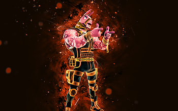 Gilded Reality Lt John Llama, , orange neon lights, Fortnite Battle Royale, Fortnite characters, Gilded Reality Lt John Llama Skin, Fortnite, Gilded Reality Lt John Llama Fortnite HD wallpaper