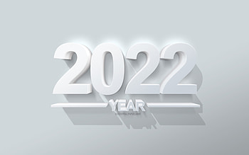 2022 Year, white 3D art, 2022 New Year, 2022 concepts, white background, Happy New Year 2022, 3D art HD wallpaper
