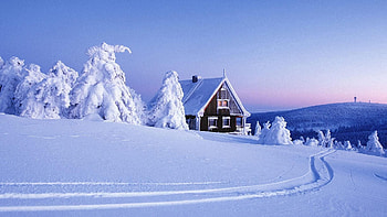 Winter, Nature, Mountains, Snow, Small House, Lodge, Drifts, Traces, Ate, Cover, Severity, Heaviness HD wallpaper