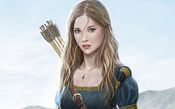 Sofia, blue, art, archer, girl, Harbinger Chronicles, woman, tale, game HD wallpaper