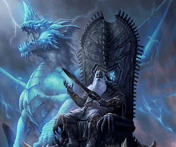 Wyrmskull Throne & King Hekaton, dragon, man made, Dungeons & Dragons, lightning dragon HD wallpaper
