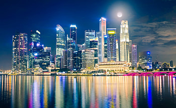 Cities, Night, Lights, Reflection, Singapore HD wallpaper