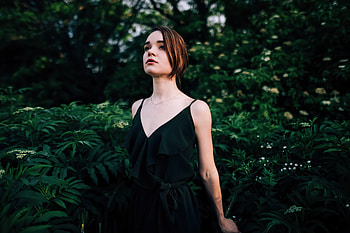 Brunette Black Dress Girl In Nature, brunette, girls, model, black-dress, deviantart HD wallpaper